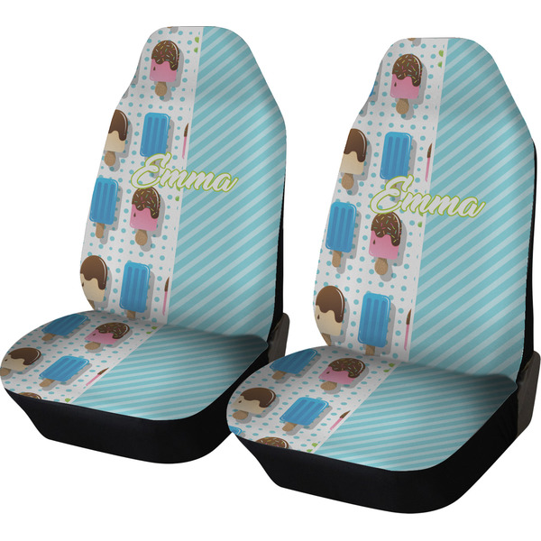 Custom Popsicles and Polka Dots Car Seat Covers (Set of Two) (Personalized)