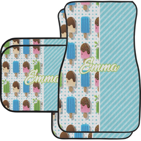 Custom Popsicles and Polka Dots Car Floor Mats Set - 2 Front & 2 Back (Personalized)