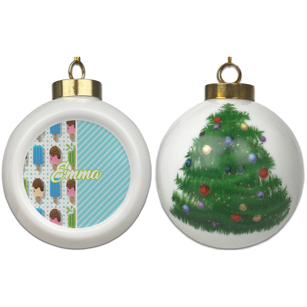 Popsicles and Polka Dots Ceramic Christmas Ornament - X-Mas Tree (APPROVAL)