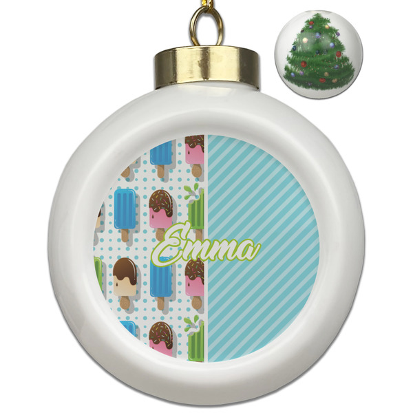 Custom Popsicles and Polka Dots Ceramic Ball Ornament - Christmas Tree (Personalized)