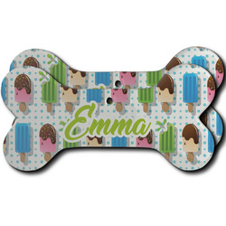 Popsicles and Polka Dots Ceramic Dog Ornament - Front & Back w/ Name or Text