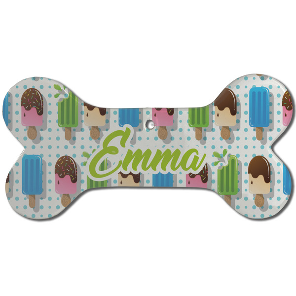 Custom Popsicles and Polka Dots Ceramic Dog Ornament - Front w/ Name or Text