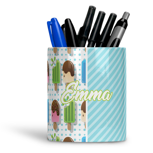 Custom Popsicles and Polka Dots Ceramic Pen Holder