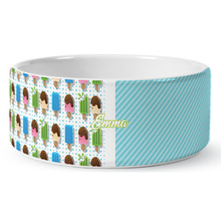 Popsicles and Polka Dots Ceramic Dog Bowl (Personalized)