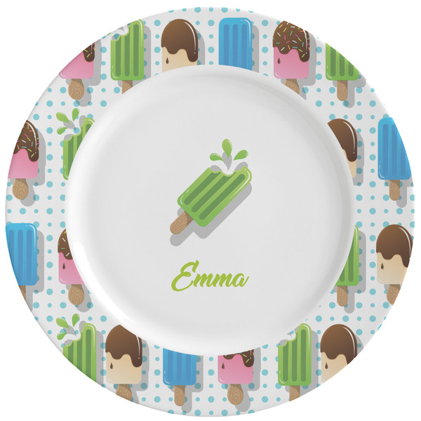 Custom Popsicles and Polka Dots Ceramic Dinner Plates (Set of 4) (Personalized)