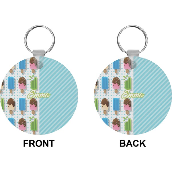 Popsicles and Polka Dots Circle Keychain (Front + Back)