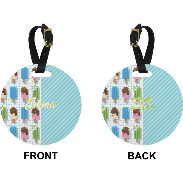 Popsicles and Polka Dots Circle Luggage Tag (Front + Back)