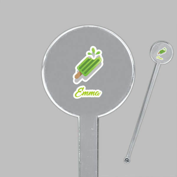 Popsicles and Polka Dots Clear Plastic 7" Stir Stick - Round - Closeup