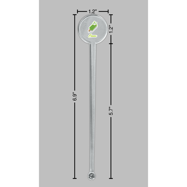 Popsicles and Polka Dots Clear Plastic 7" Stir Stick - Round - Dimensions