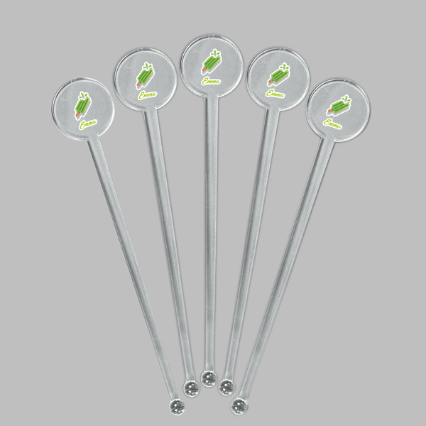Popsicles and Polka Dots Clear Plastic 7" Stir Stick - Round - Fan View