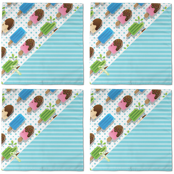 Popsicles and Polka Dots Cloth Napkins - Personalized Dinner (APPROVAL) Set of 4