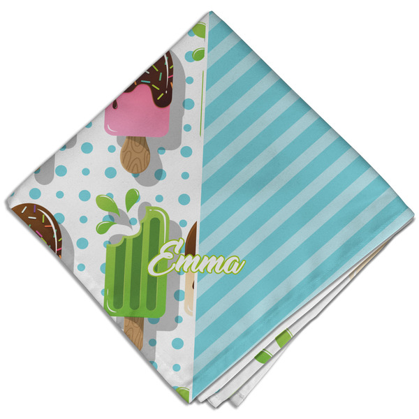 Custom Popsicles and Polka Dots Cloth Dinner Napkin - Single w/ Name or Text