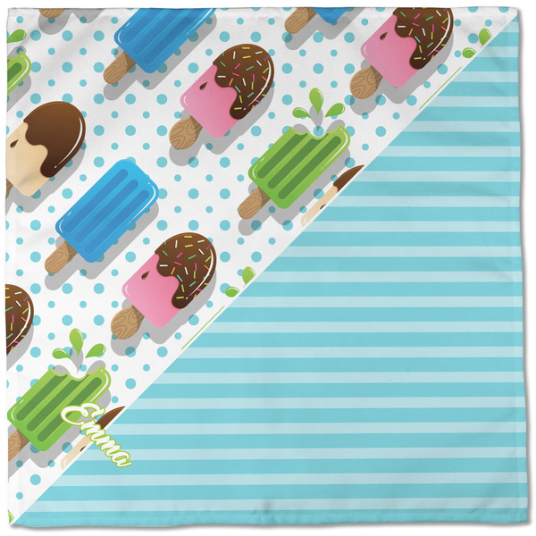 Popsicles and Polka Dots Cloth Napkins - Personalized Dinner (Full Open)