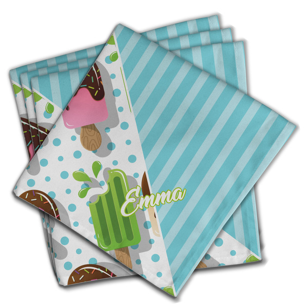 Custom Popsicles and Polka Dots Cloth Napkins (Set of 4) (Personalized)