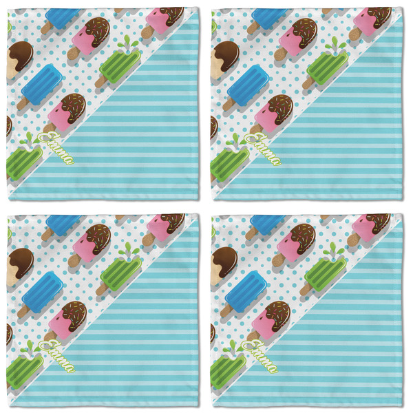 Popsicles and Polka Dots Cloth Napkins - Personalized Lunch (APPROVAL) Set of 4