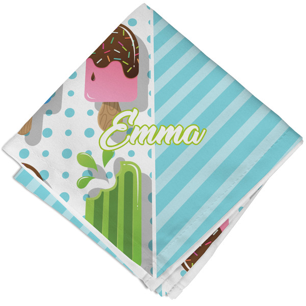 Custom Popsicles and Polka Dots Cloth Cocktail Napkin - Single w/ Name or Text