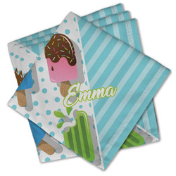 Popsicles and Polka Dots Cloth Cocktail Napkins - Set of 4 w/ Name or Text