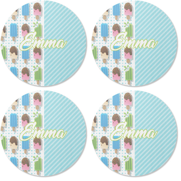 Popsicles and Polka Dots Coaster Round Rubber Back - Apvl
