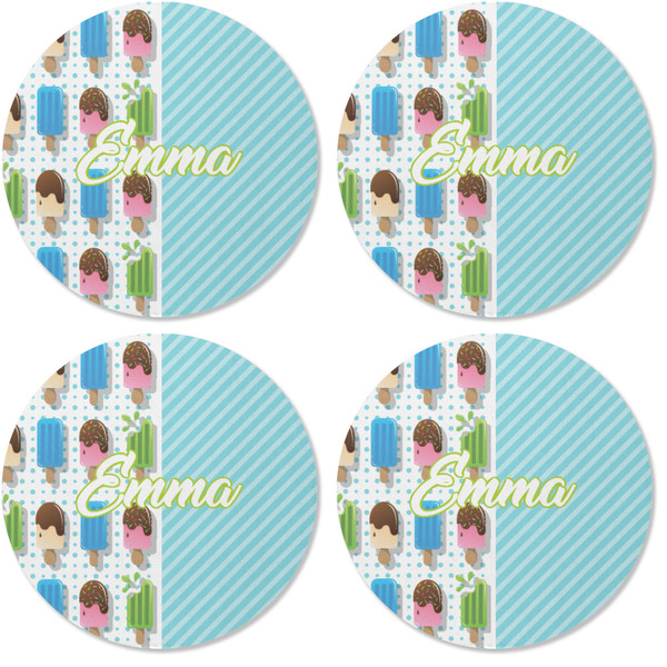 Popsicles and Polka Dots Coaster Round Rubber Back - Apvl