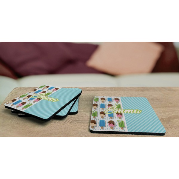 Popsicles and Polka Dots Coaster Rubber Back - On Coffee Table