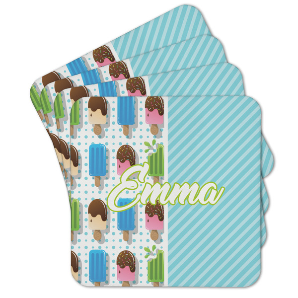 Custom Popsicles and Polka Dots Cork Coaster - Set of 4 w/ Name or Text