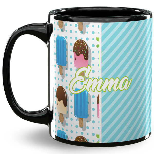 Custom Popsicles and Polka Dots 11 Oz Coffee Mug - Black (Personalized)