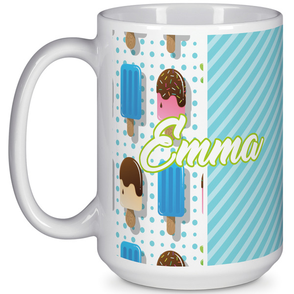 Custom Popsicles and Polka Dots 15 Oz Coffee Mug - White (Personalized)