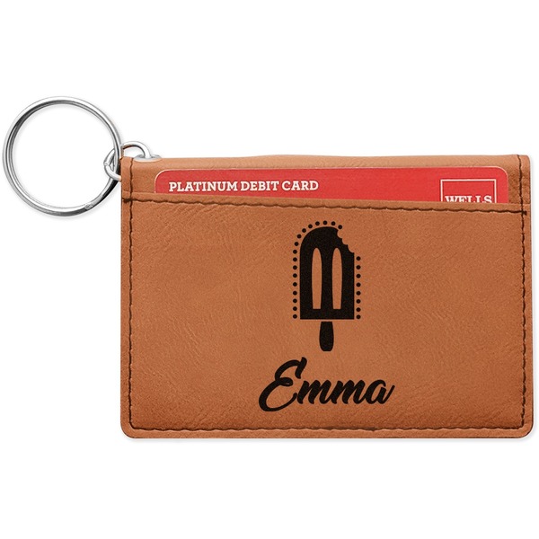 Custom Popsicles and Polka Dots Leatherette Keychain ID Holder - Double Sided (Personalized)