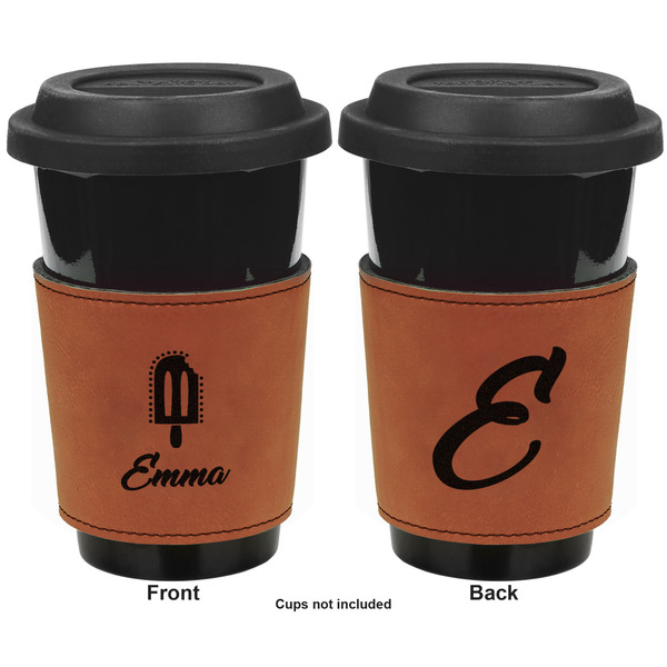 Popsicles and Polka Dots Cognac Leatherette Mug Sleeve - Double Sided Apvl