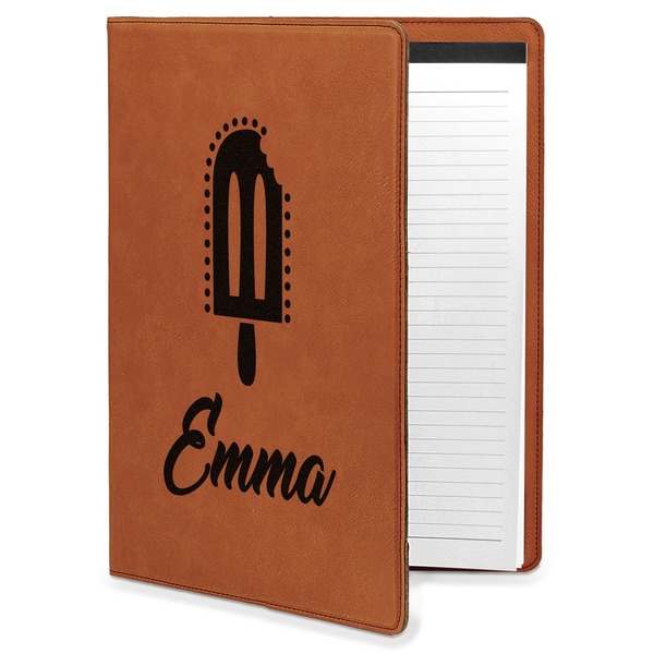 Custom Popsicles and Polka Dots Leatherette Portfolio with Notepad - Large - Single Sided (Personalized)