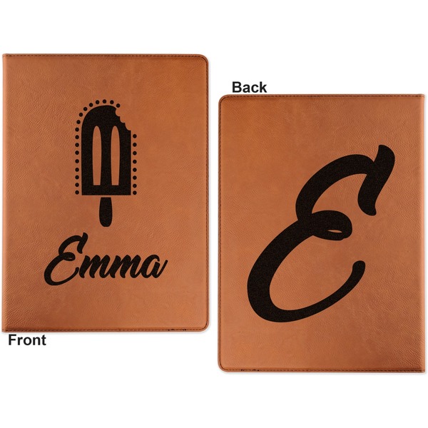 Popsicles and Polka Dots Cognac Leatherette Portfolios with Notepad - Small - Double Sided- Apvl