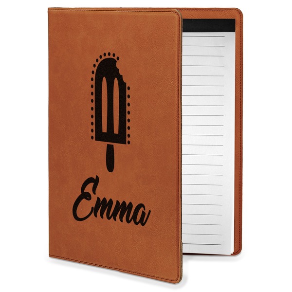 Custom Popsicles and Polka Dots Leatherette Portfolio with Notepad - Small - Double Sided (Personalized)