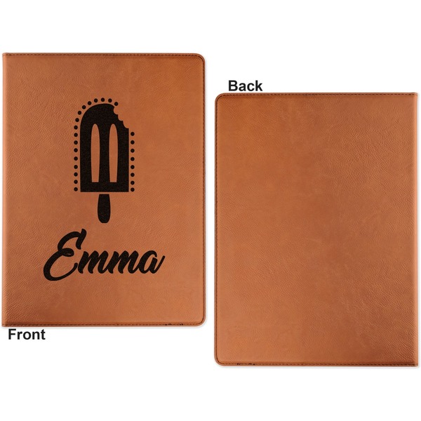 Popsicles and Polka Dots Cognac Leatherette Portfolios with Notepad - Small - Single Sided- Apvl