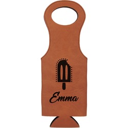 Popsicles and Polka Dots Leatherette Wine Tote - Single Sided (Personalized)