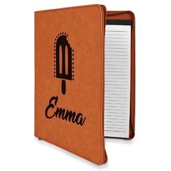 Popsicles and Polka Dots Leatherette Zipper Portfolio with Notepad (Personalized)