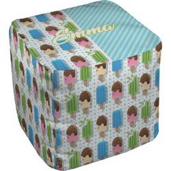 Popsicles and Polka Dots Cube Pouf Ottoman - 18" (Personalized)