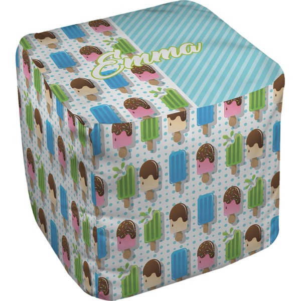 Custom Popsicles and Polka Dots Cube Pouf Ottoman - 18" (Personalized)