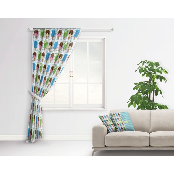 Popsicles and Polka Dots Curtain With Window and Rod - in Room Matching Pillow