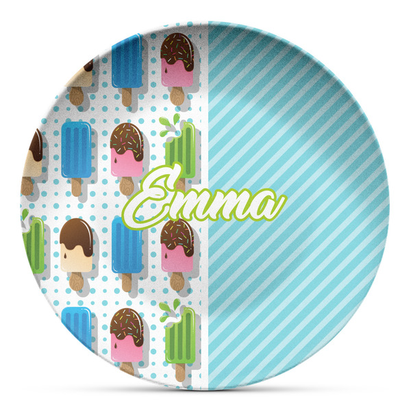Custom Popsicles and Polka Dots Microwave Safe Plastic Plate - Composite Polymer (Personalized)