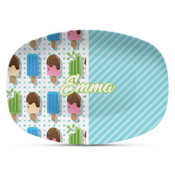 Popsicles and Polka Dots Plastic Platter - Microwave & Oven Safe Composite Polymer (Personalized)