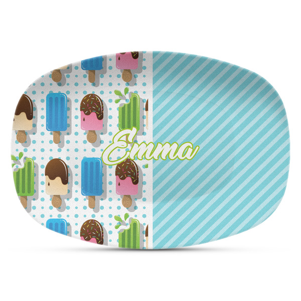 Custom Popsicles and Polka Dots Plastic Platter - Microwave & Oven Safe Composite Polymer (Personalized)