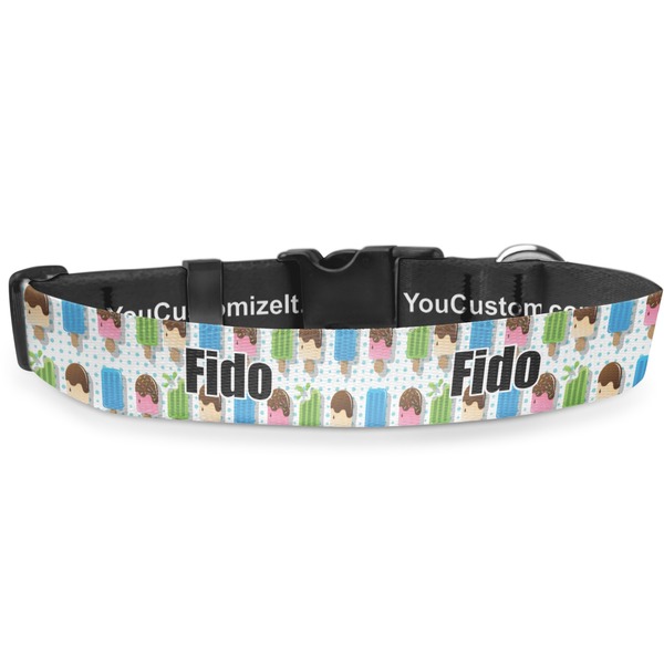 Custom Popsicles and Polka Dots Deluxe Dog Collar - Large (13" to 21") (Personalized)