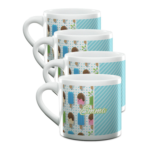 Custom Popsicles and Polka Dots Double Shot Espresso Cups - Set of 4 (Personalized)