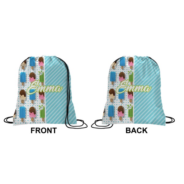 Popsicles and Polka Dots Drawstring Backpack Front & Back Medium