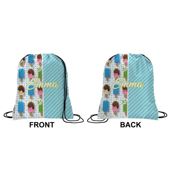 Popsicles and Polka Dots Drawstring Backpack Front & Back Small