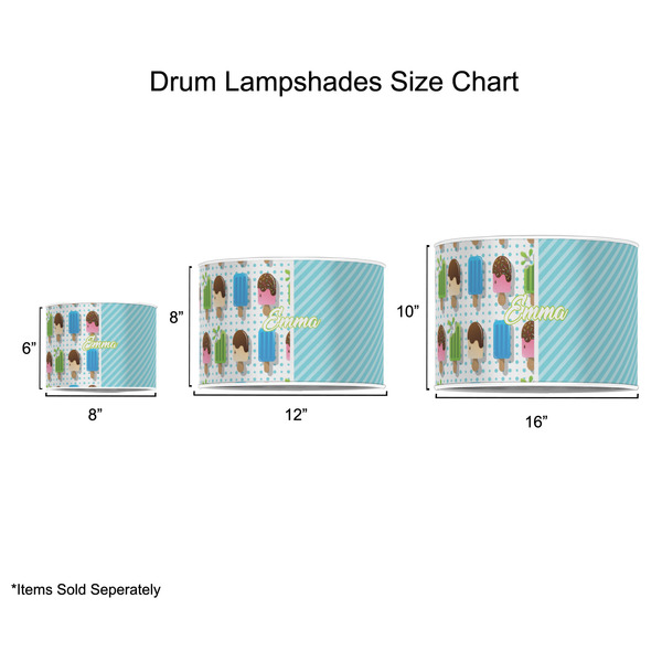 Popsicles and Polka Dots Drum Lampshades - Sizing Chart
