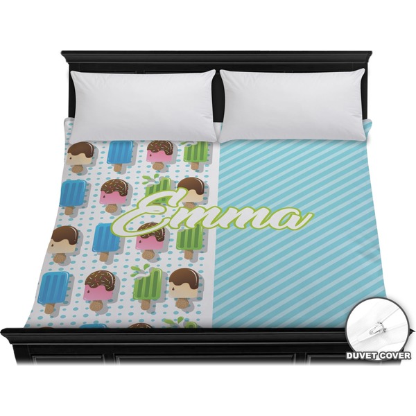 Custom Popsicles and Polka Dots Duvet Cover - King (Personalized)