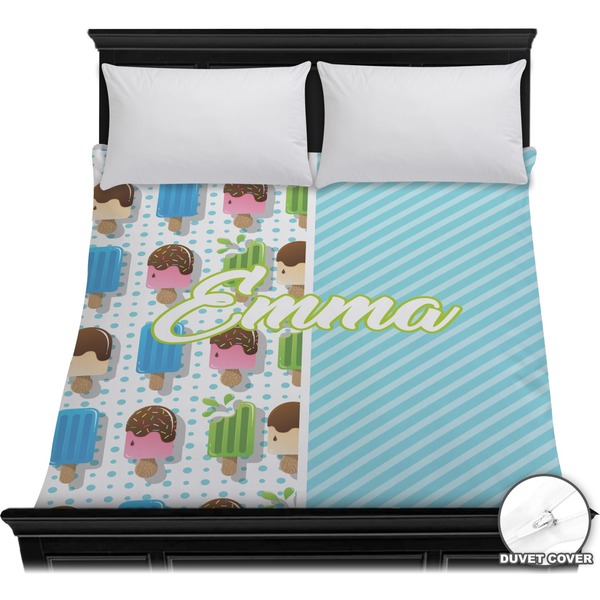 Custom Popsicles and Polka Dots Duvet Cover - Full / Queen (Personalized)