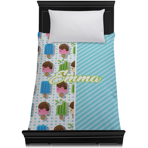 Popsicles and Polka Dots Duvet Cover - Twin - On Bed - No Prop