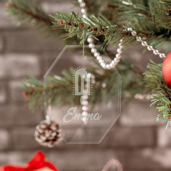 Popsicles and Polka Dots Engraved Glass Ornaments - Octagon (Lifestyle)
